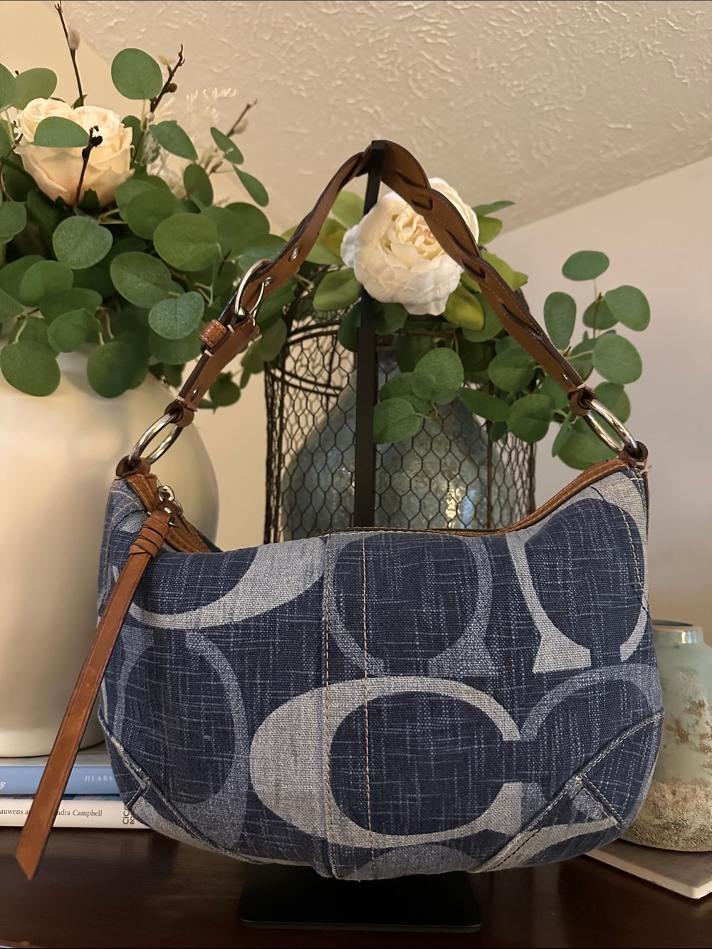 Coach Signature Jumbo C Tonal Denim Hobo Bag - Picture 4 of 16